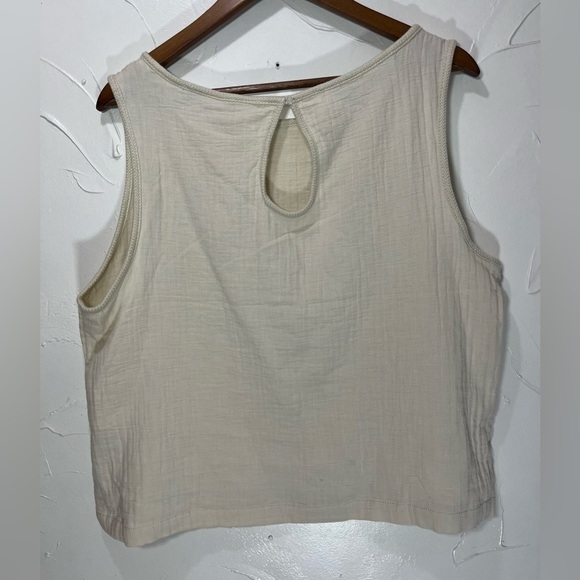 NWT Max Studio London White Double Weave Crinkle Linen-blend Shell Top SZ L - Picture 4 of 9
